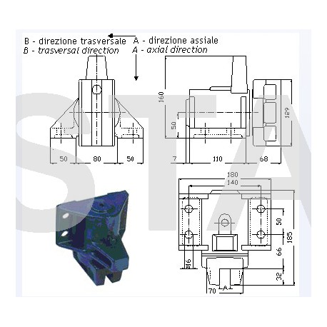 Guide shoe support for cab 2000 kg