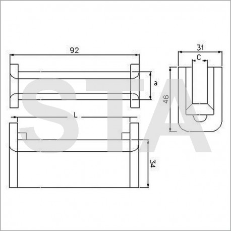 Fiam topping rails type polyurethane 8.5 mm 80x20 mm