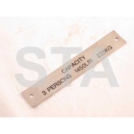 F0102AAY10
LOAD PLATE - S/S, 1000KG, FOR 13 PERSONS, 150MM HIGH, 110MM WIDE, FOR FRENCH MODULS