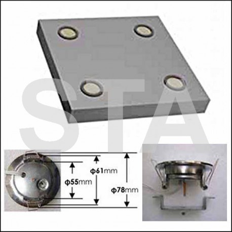 Plafond standard 600x600 2 ou 4 spots à leds 220 V précablé laqué blanc