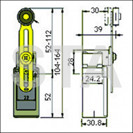 FR 555 galet diam 20 mm ajustable en hauteur