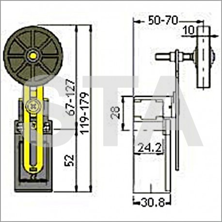 FR 1655-4 galet diam 50 mm 1NC à doite et 1NC à gauche