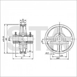 Pulley ball bearing with bearing P: 360 Number gorges: 3