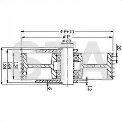 Poulie de renvoi pleine pour ascenseur hydraulique P : 400 Nb gorges : 4